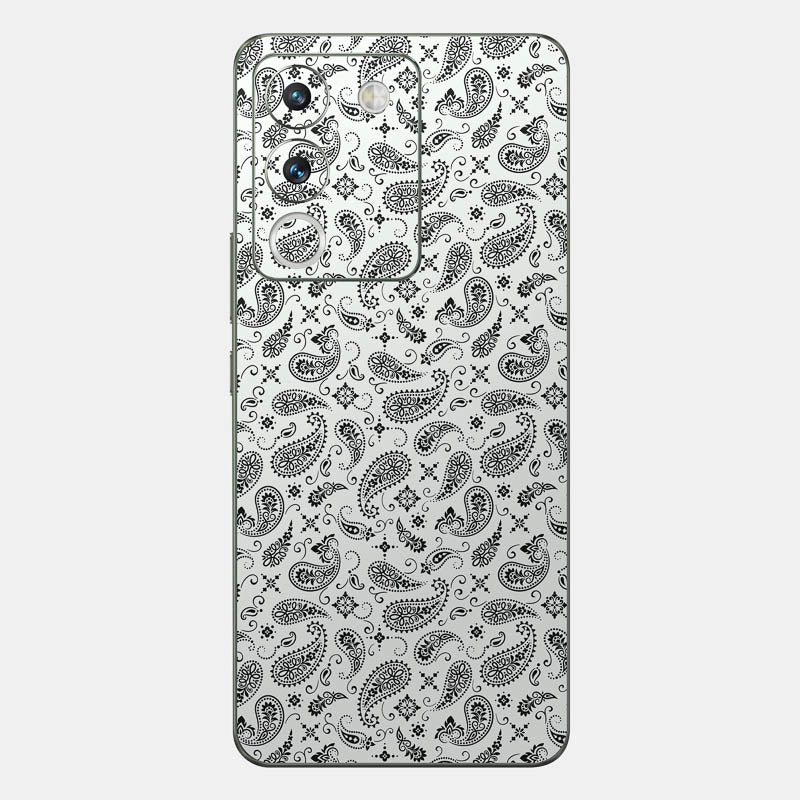 White Paisley Glass Back