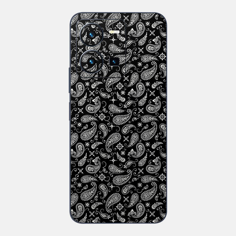 Black Paisley Glass Back