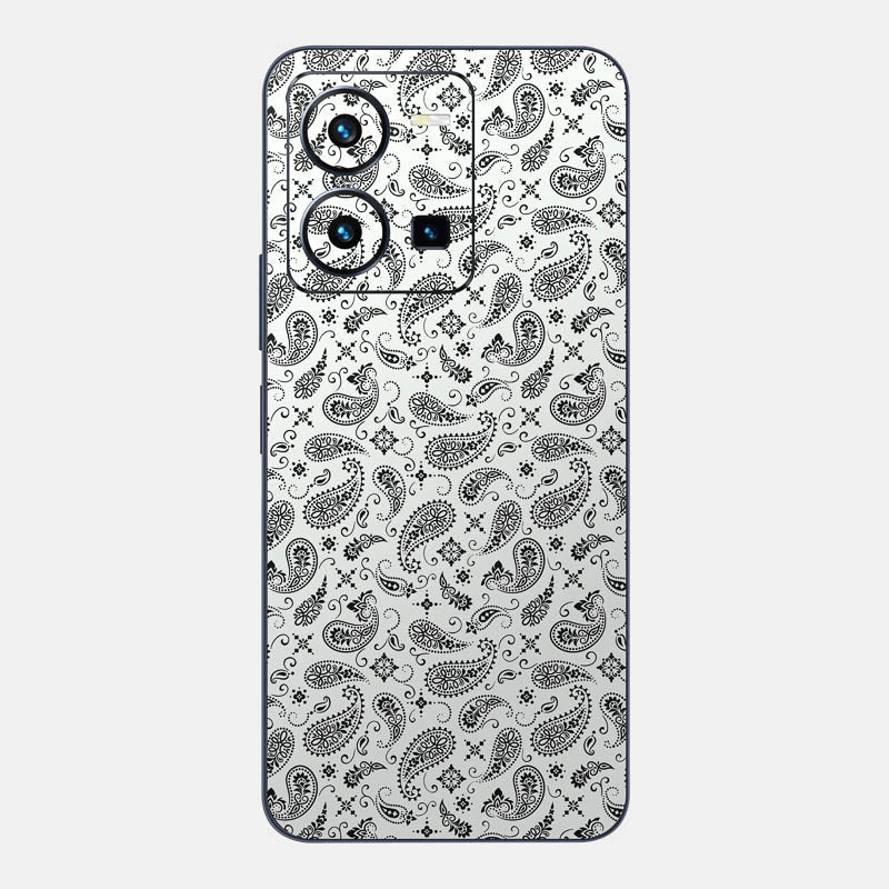 White Paisley Glass Back