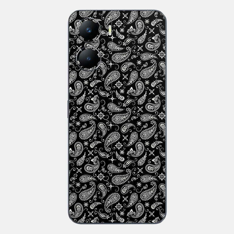 Black Paisley Glass Back