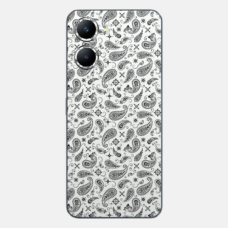 White Paisley Glass Back