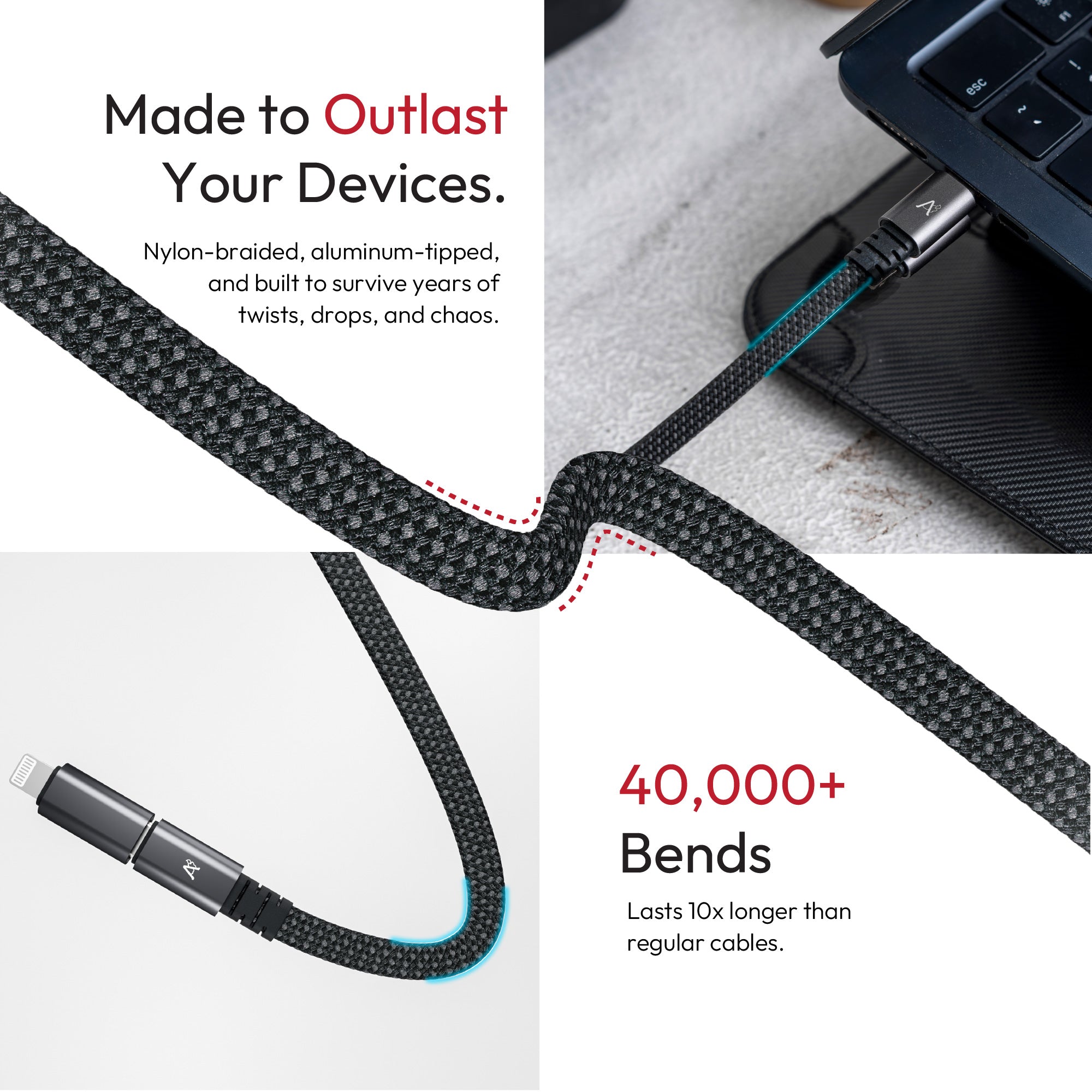 MagLock 4-in-1  Flat Magnetic 240W Fast Charging Cable