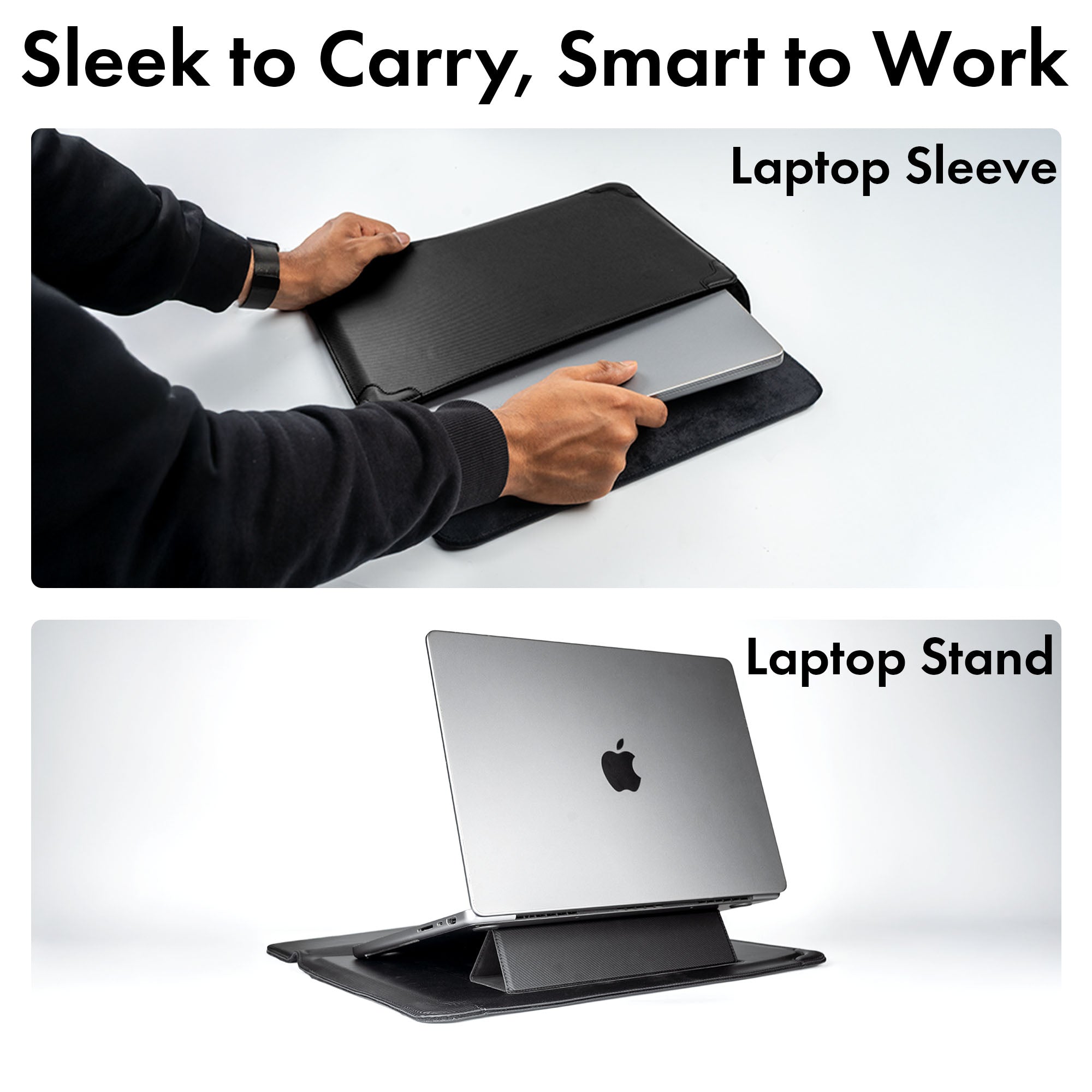Elevate Armour 13/14" Carbon Black Laptop Sleeve with Trifold Stand