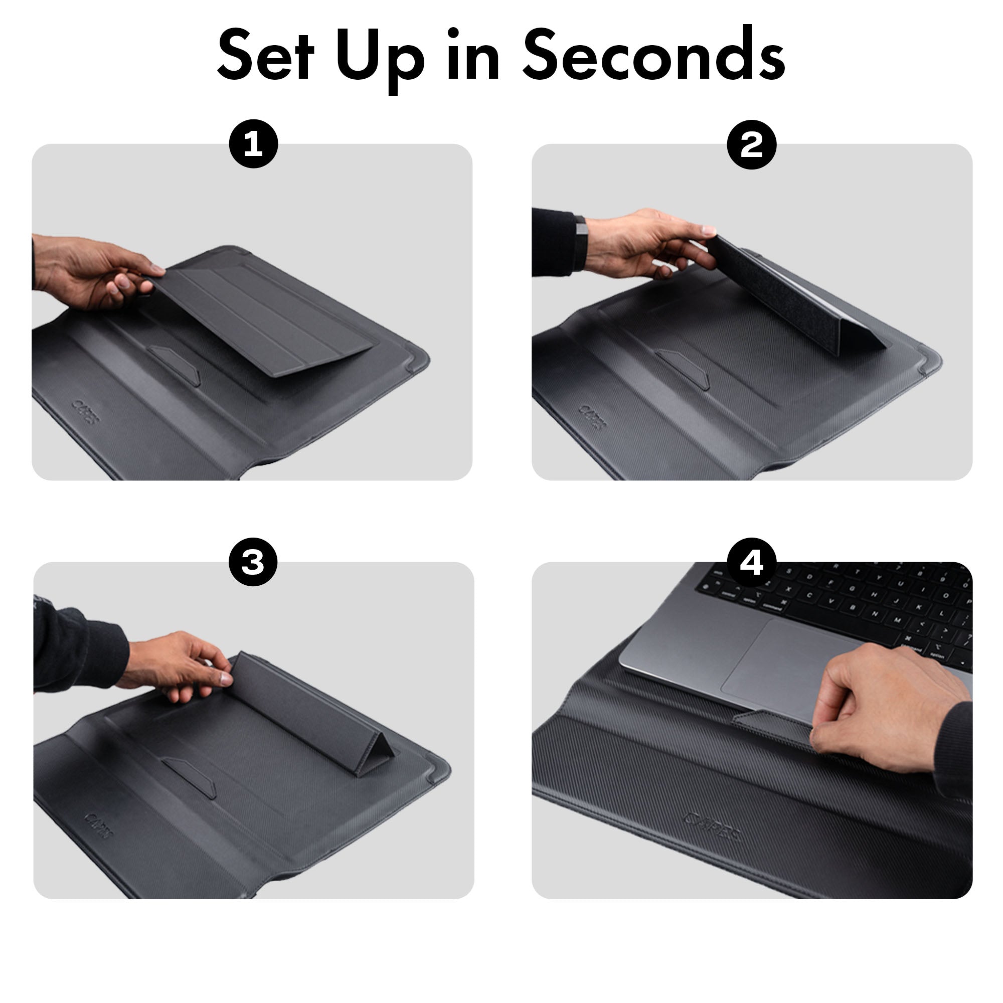 Elevate Armour 13/14" Carbon Black Laptop Sleeve with Trifold Stand