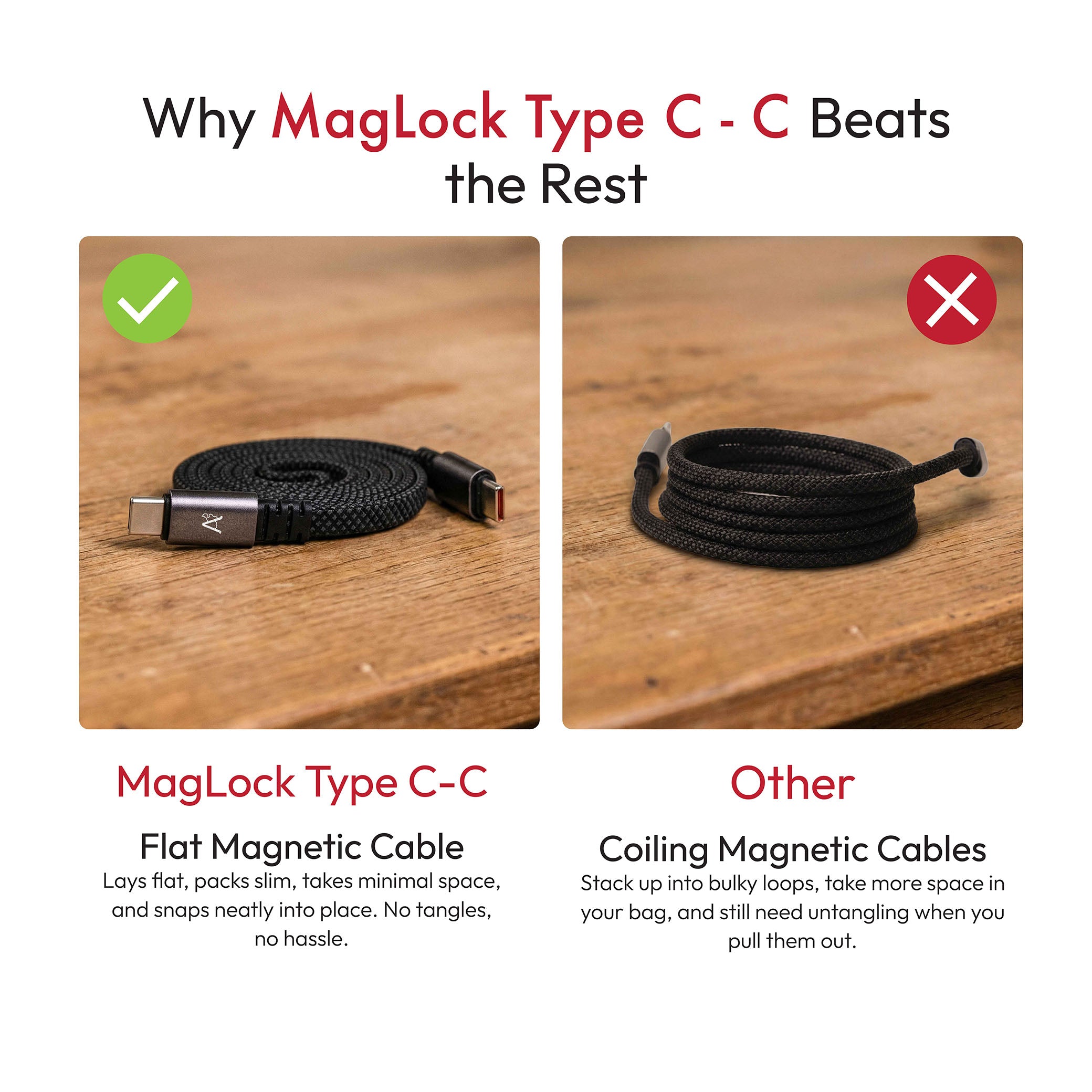 MagLock Type C to C Flat Magnetic 240W Fast Charging Cable [1M]