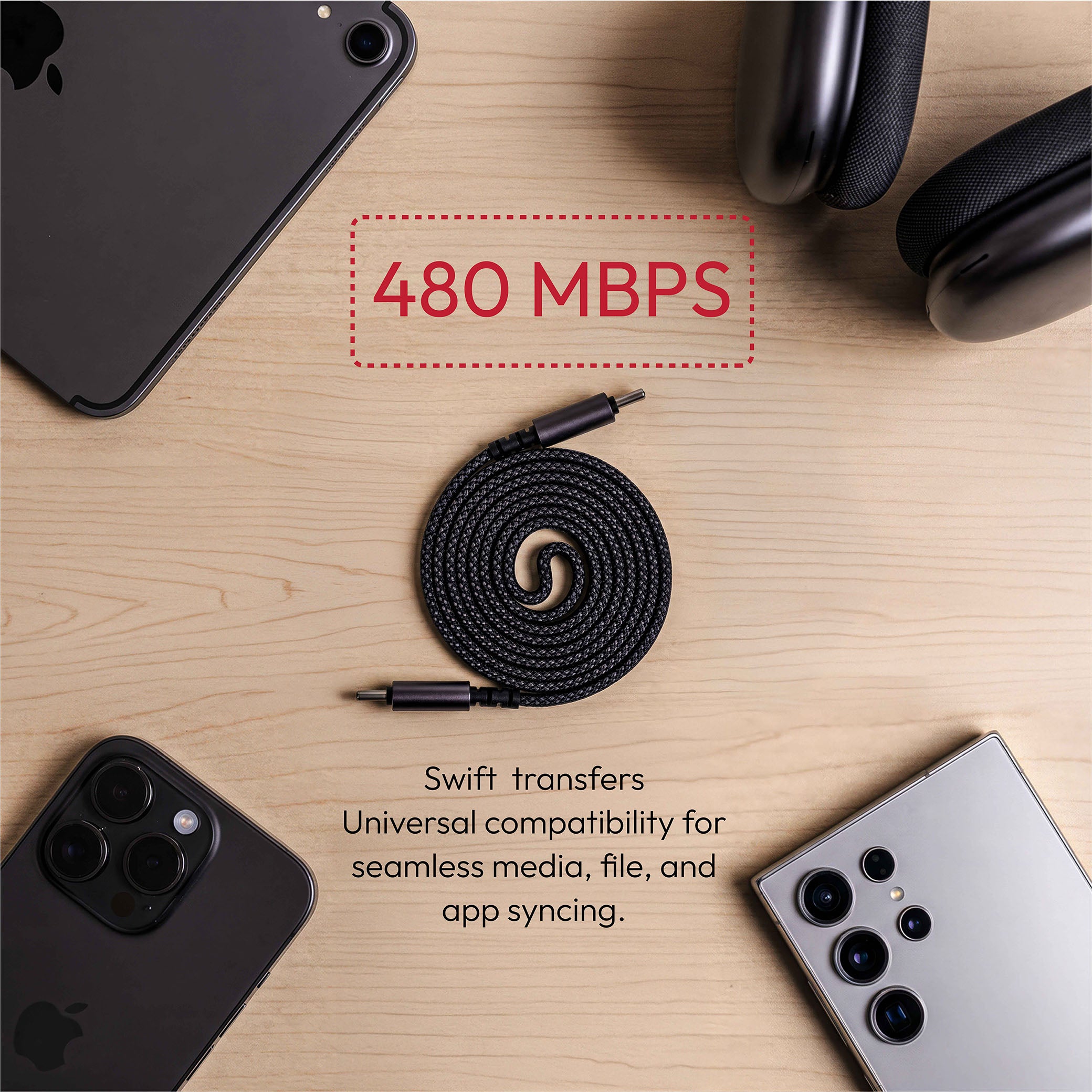 MagLock Type C to C Flat Magnetic 240W Fast Charging Cable [1M]