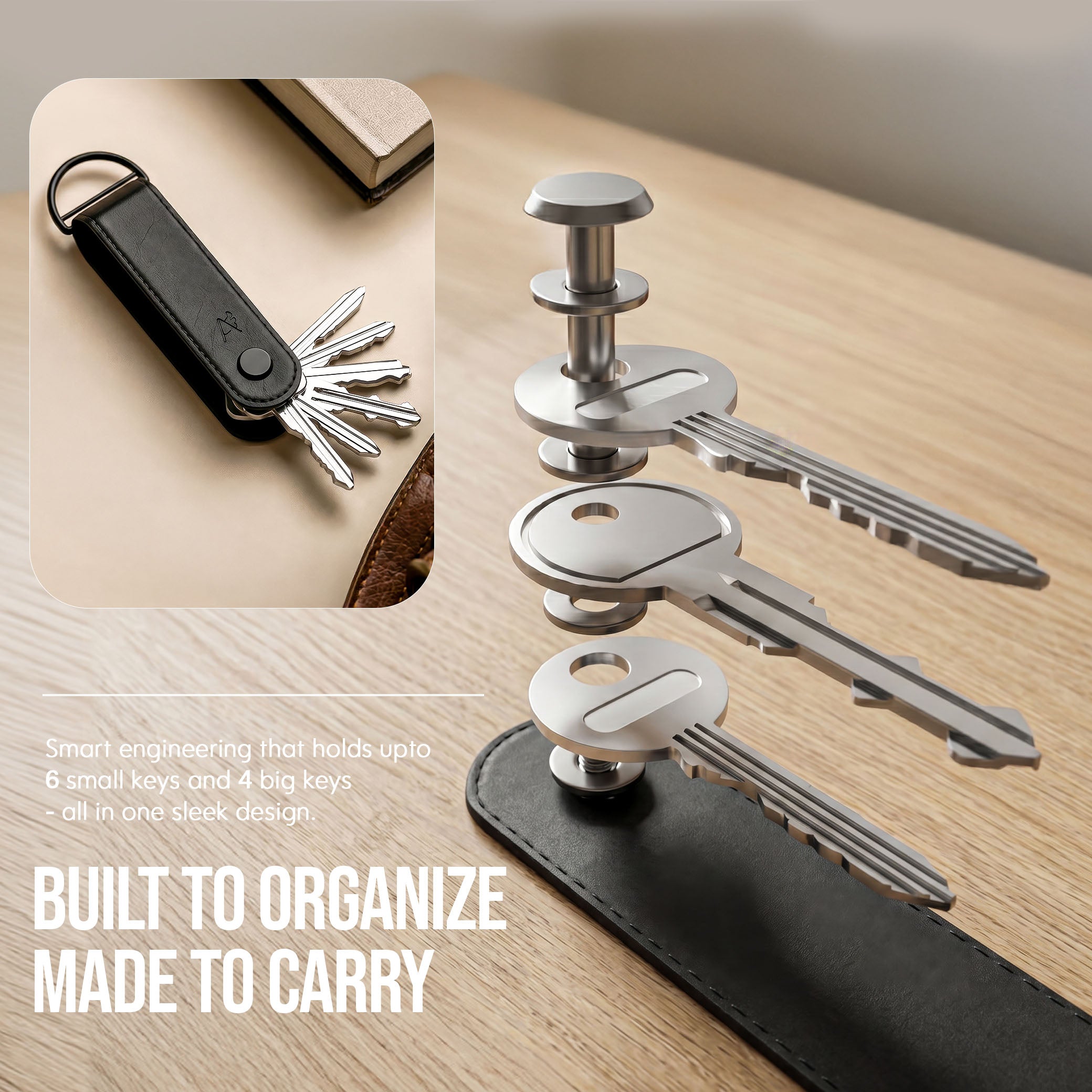 Key Organizer Black Leather