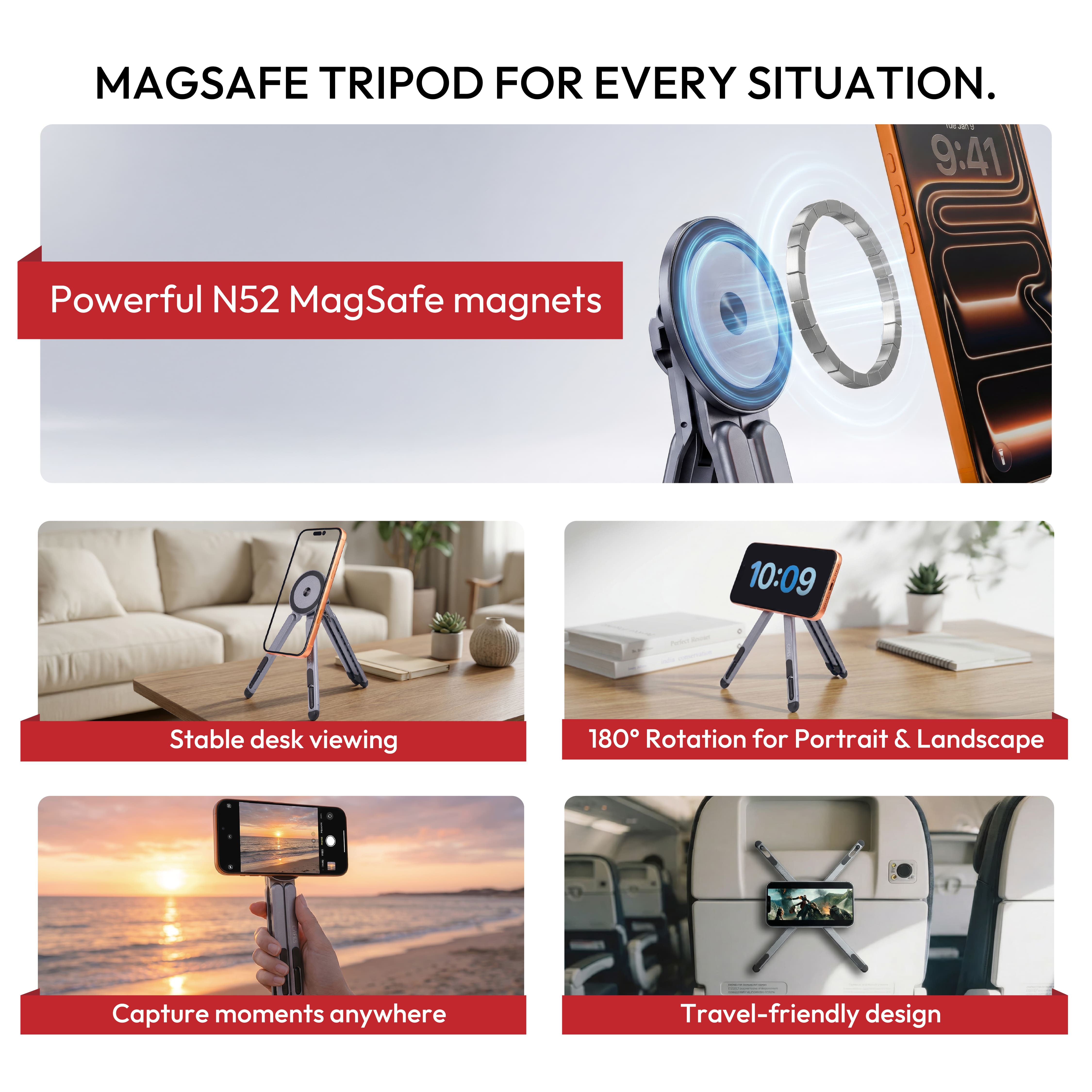 3-in-1 MagLock Stand - Laptop Riser, Phone & Tablet Stand