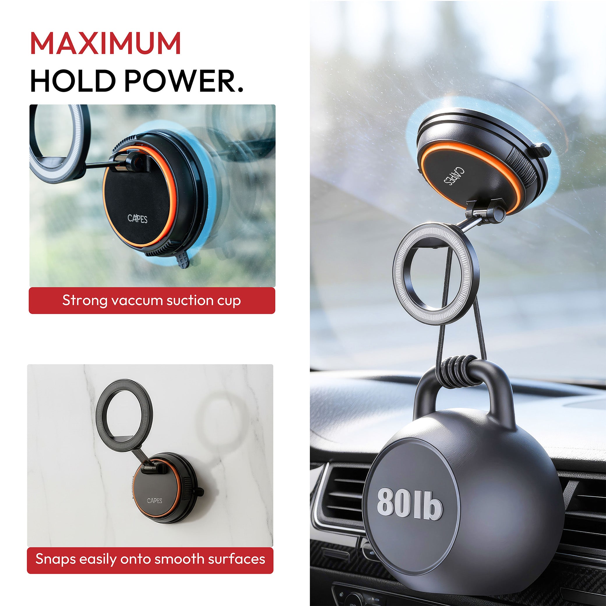MagLock Car Anywhere Mount -  360° Magnetic Surface Mount