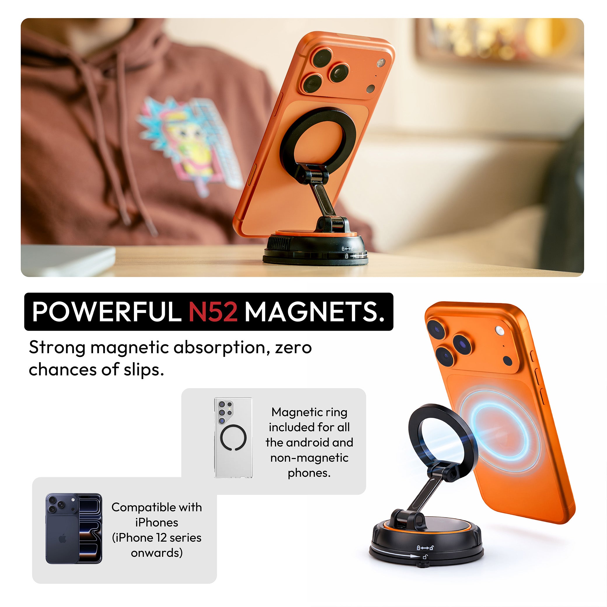 MagLock Car Anywhere Mount -  360° Magnetic Surface Mount