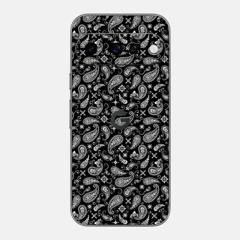 Black Paisley Glass Back