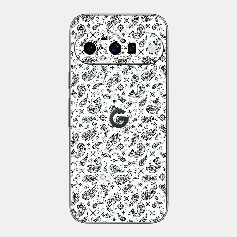 White Paisley Glass Back