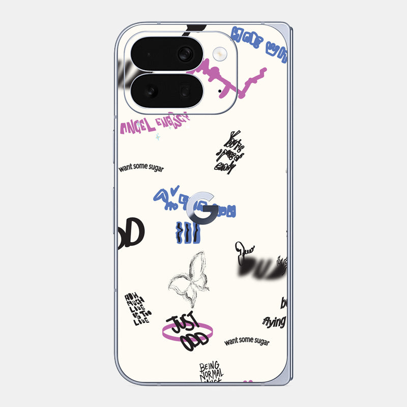 Beige Scribble Glass Back