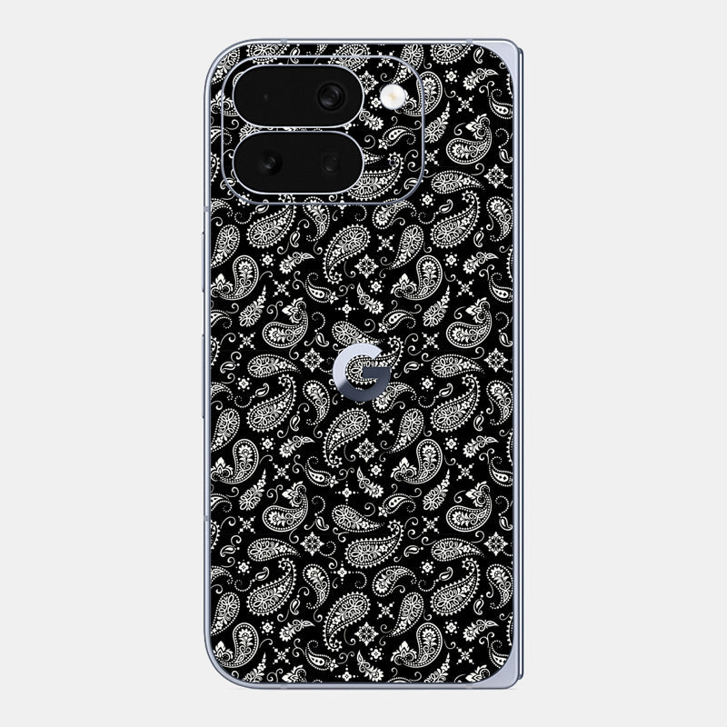 Black Paisley Glass Back