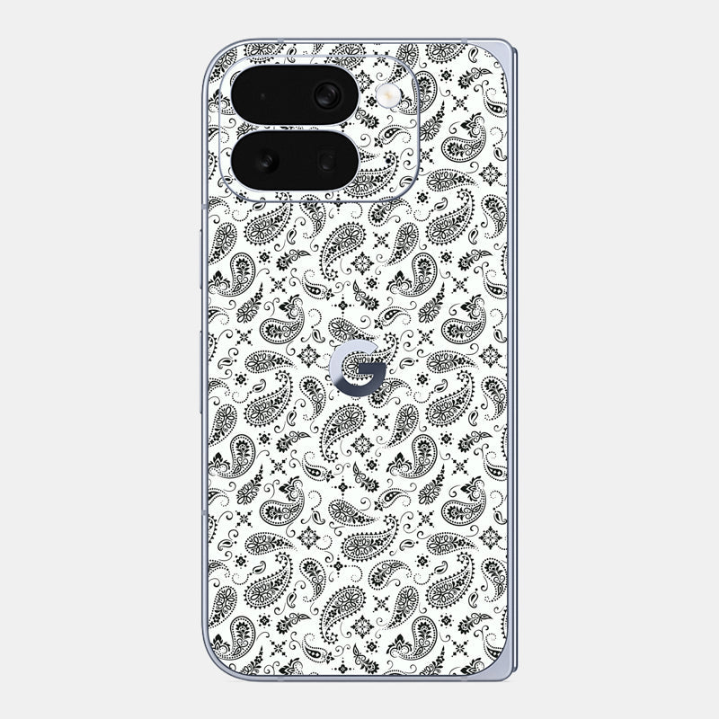 White Paisley Glass Back