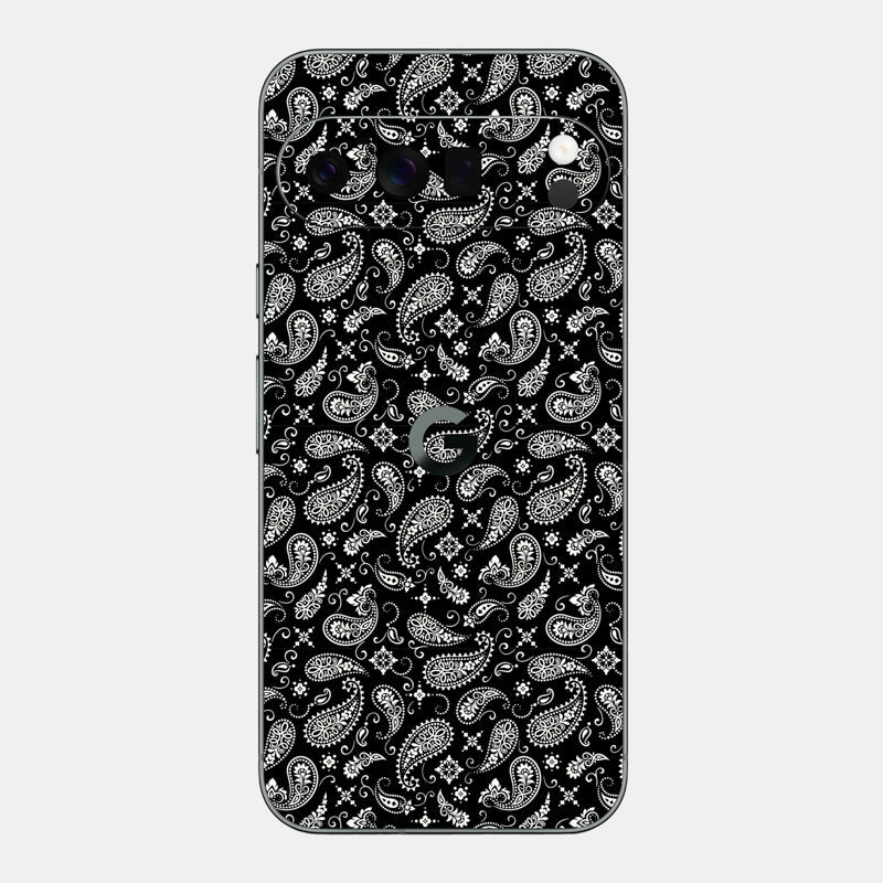 Black Paisley Glass Back