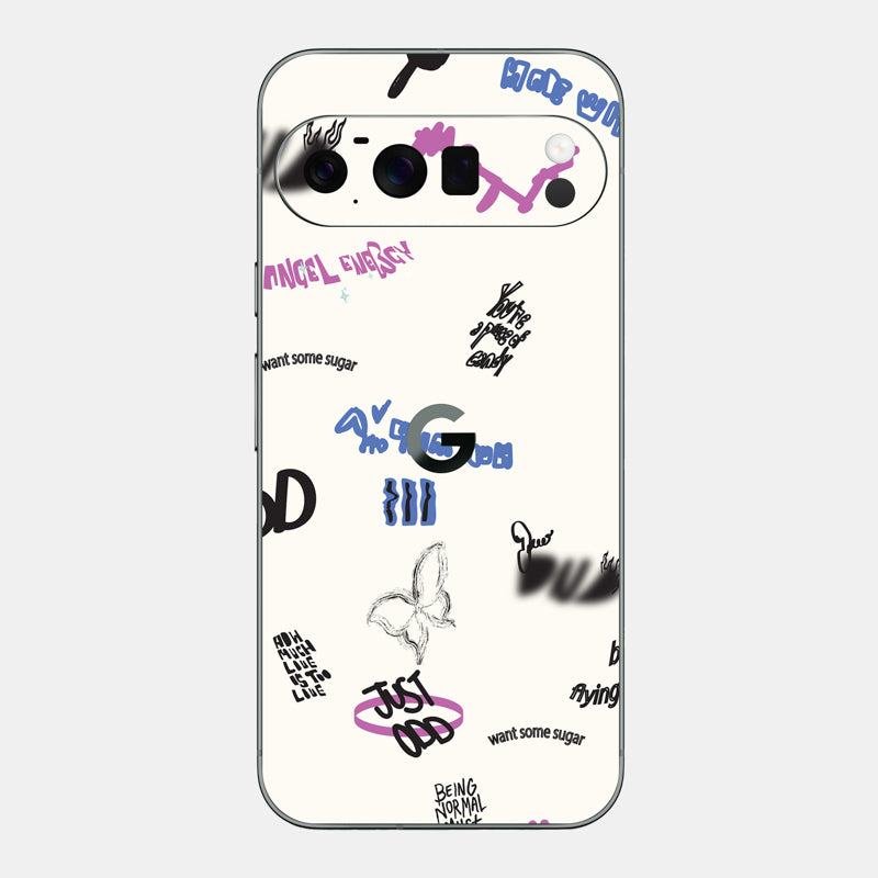 Beige Scribble Glass Back