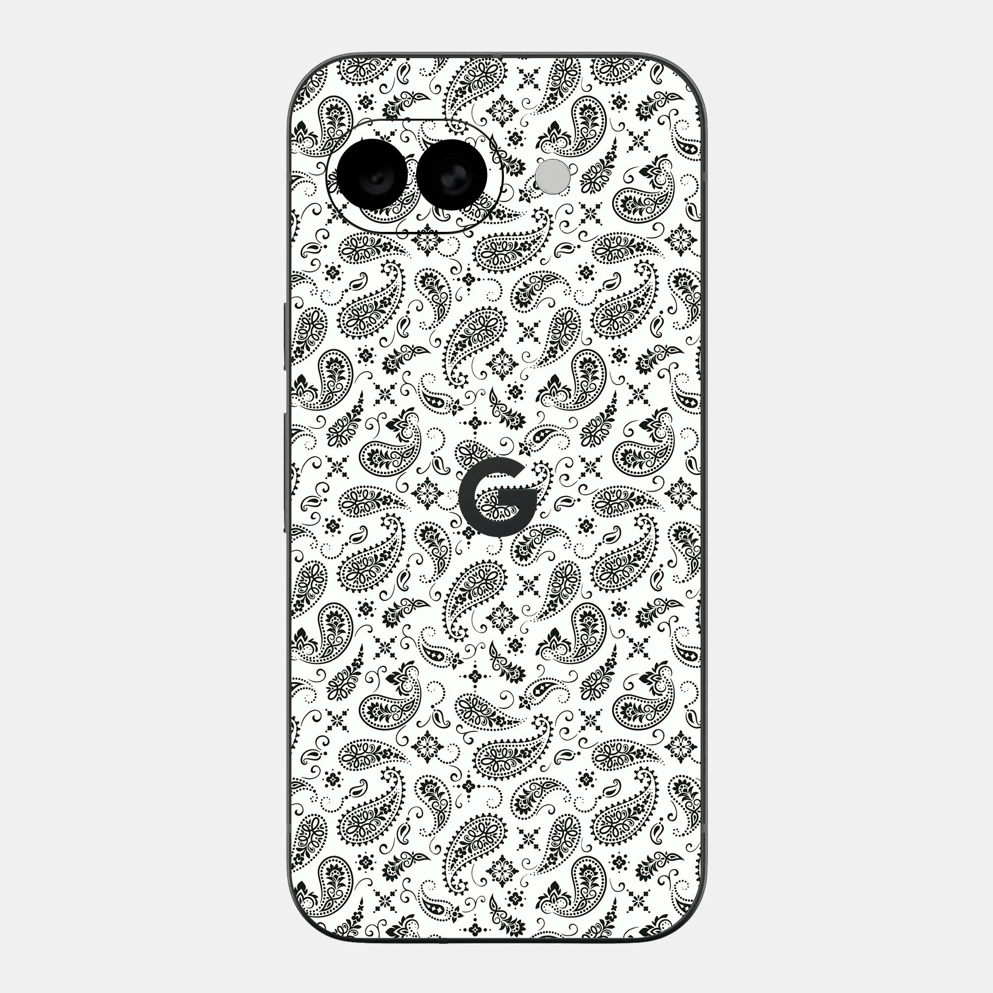 White Paisley Glass Back