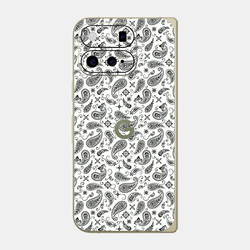White Paisley Glass Back