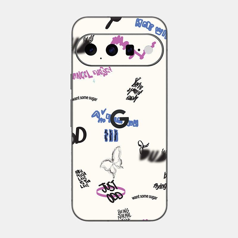 Beige Scribble Glass Back