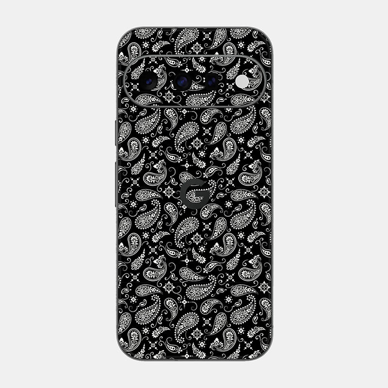 Black Paisley Glass Back