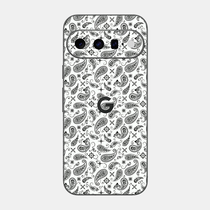 White Paisley Glass Back