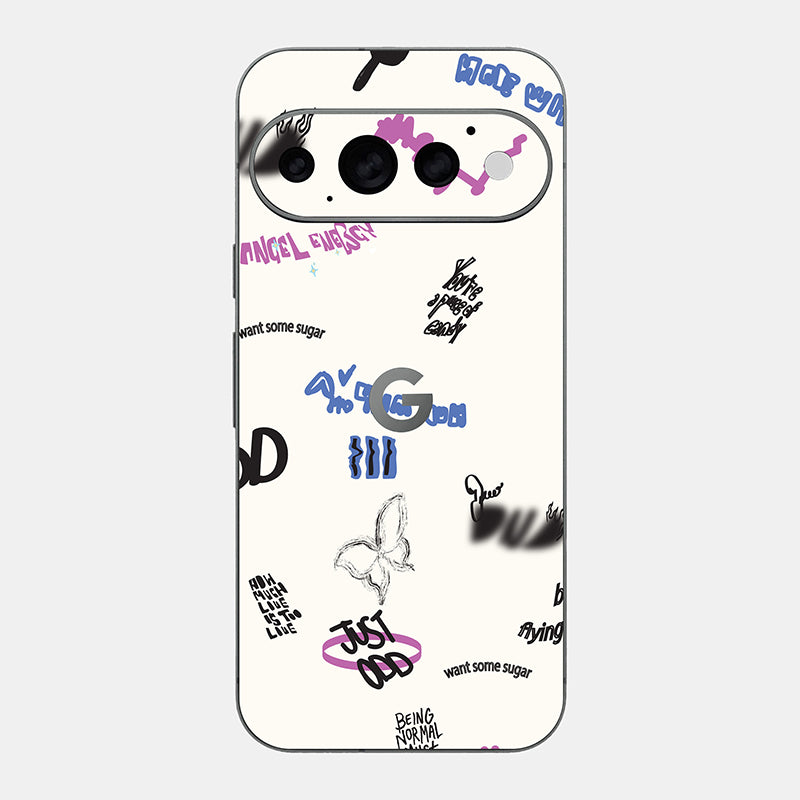 Beige Scribble Glass Back