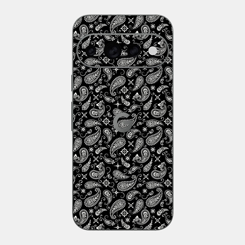 Black Paisley Glass Back