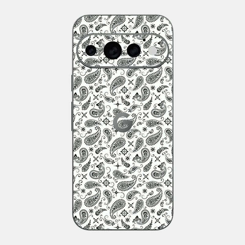White Paisley Glass Back