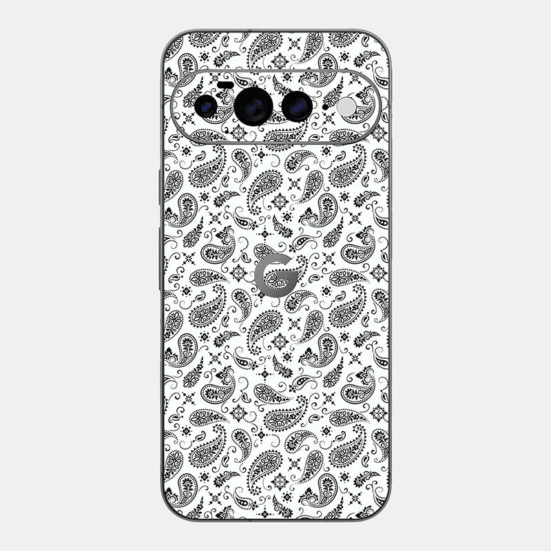 White Paisley Glass Back