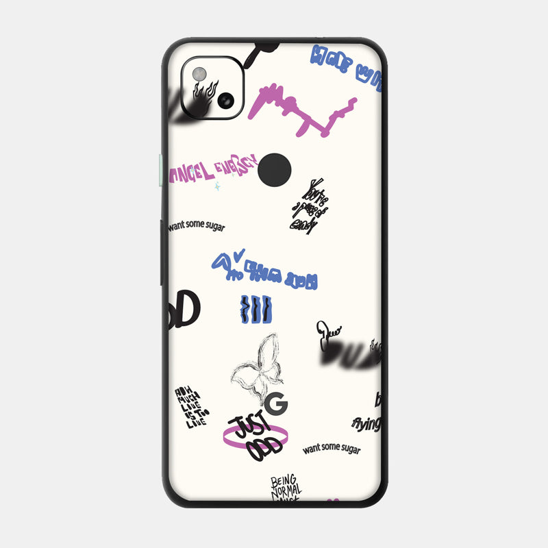 Beige Scribble Glass Back