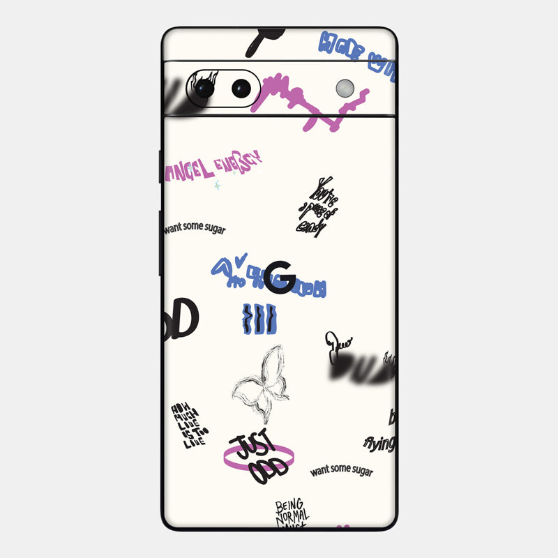 Beige Scribble Glass Back