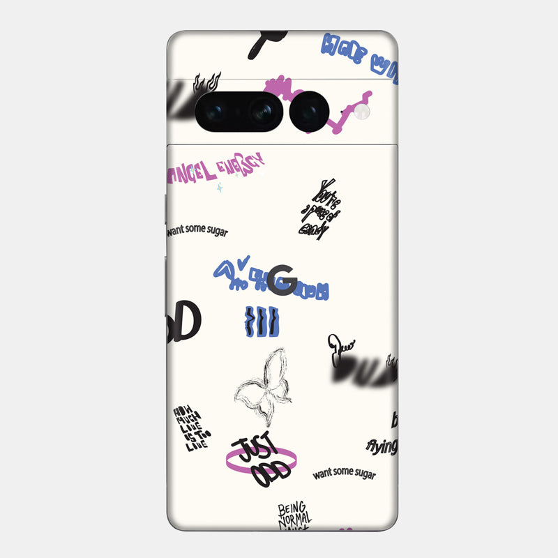 Beige Scribble Glass Back