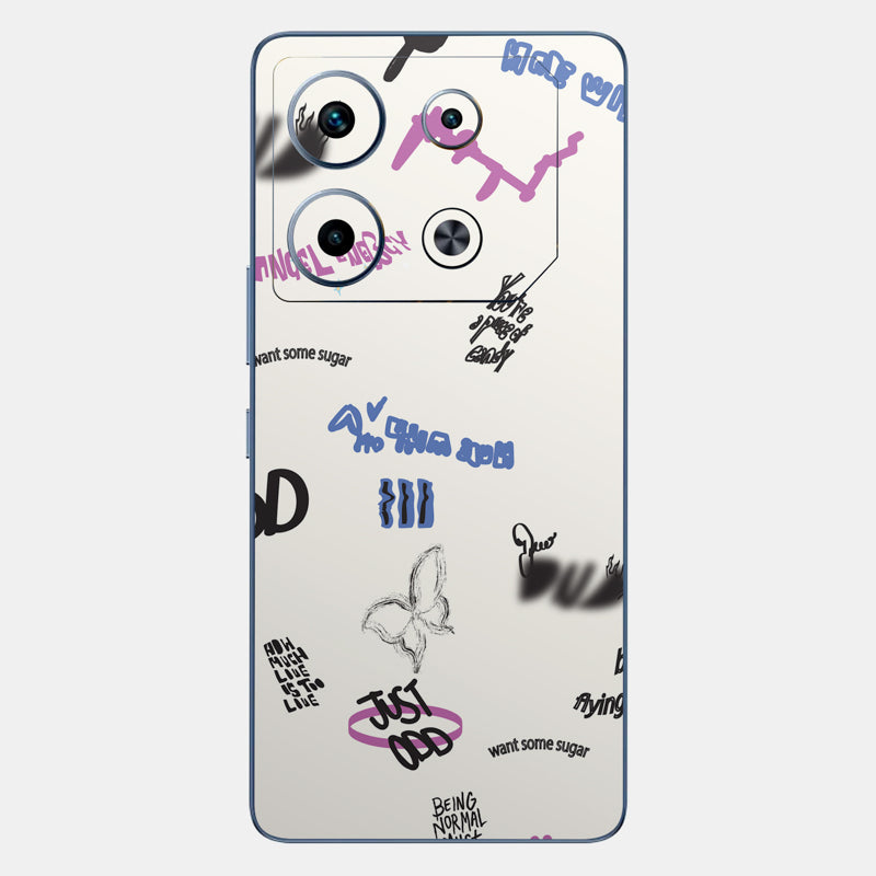 Beige Scribble Glass Back