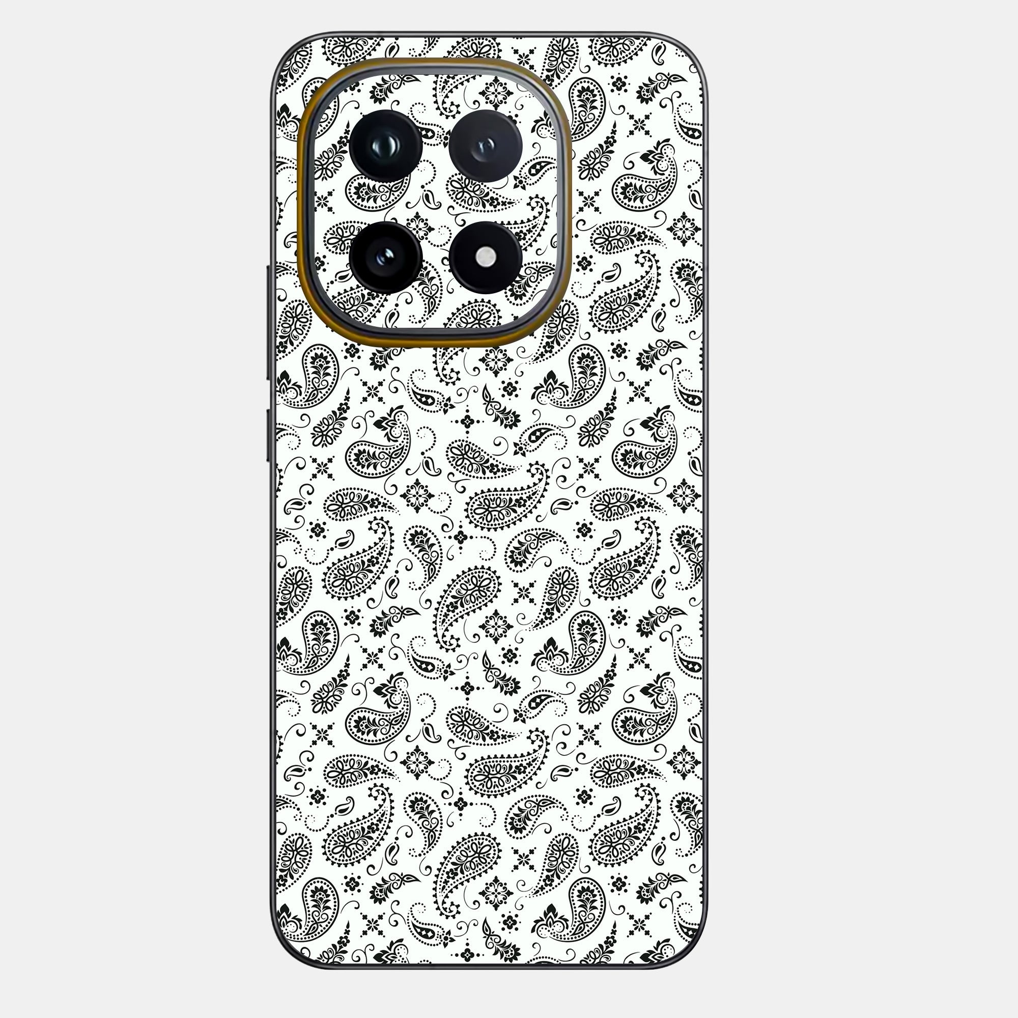 White Paisley Glass Back