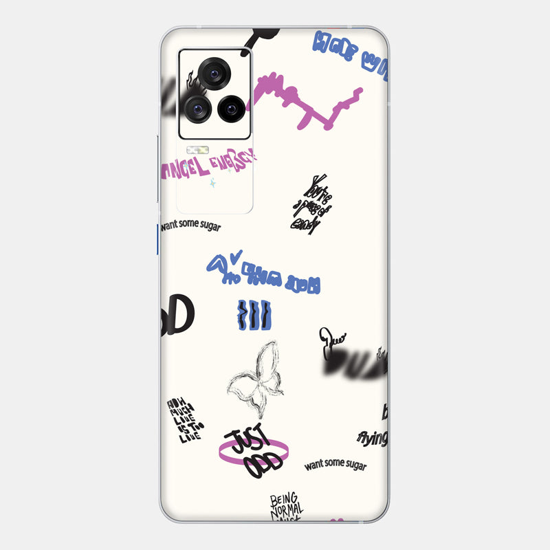 Beige Scribble Glass Back