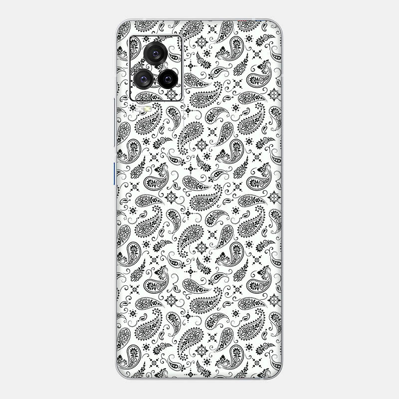 White Paisley Glass Back