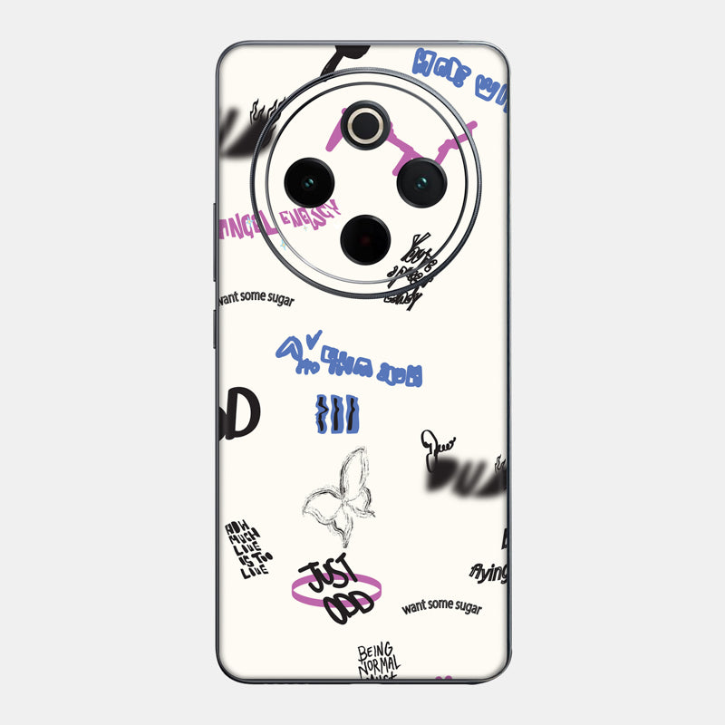 Beige Scribble Glass Back
