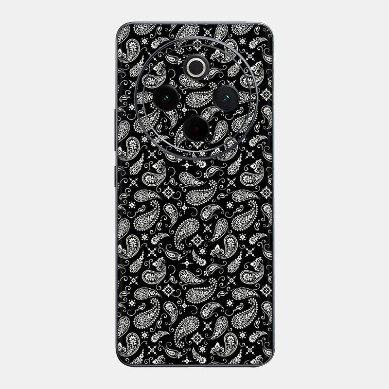Black Paisley Glass Back