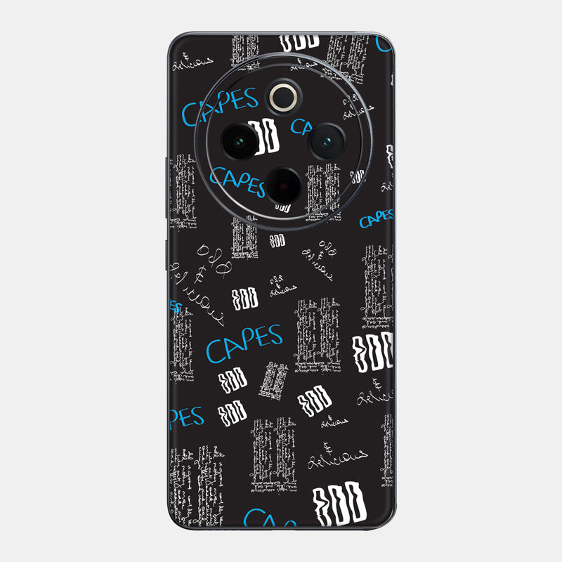 Black Scribble Glass Back
