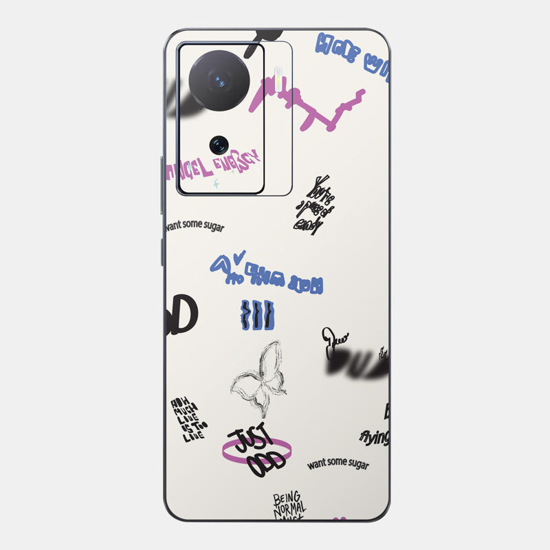 Beige Scribble Glass Back