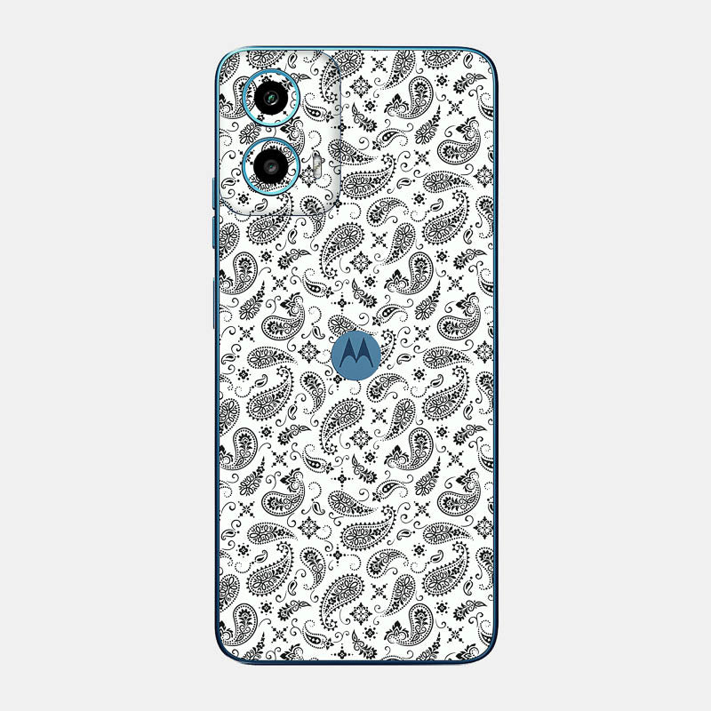 White Paisley Glass Back