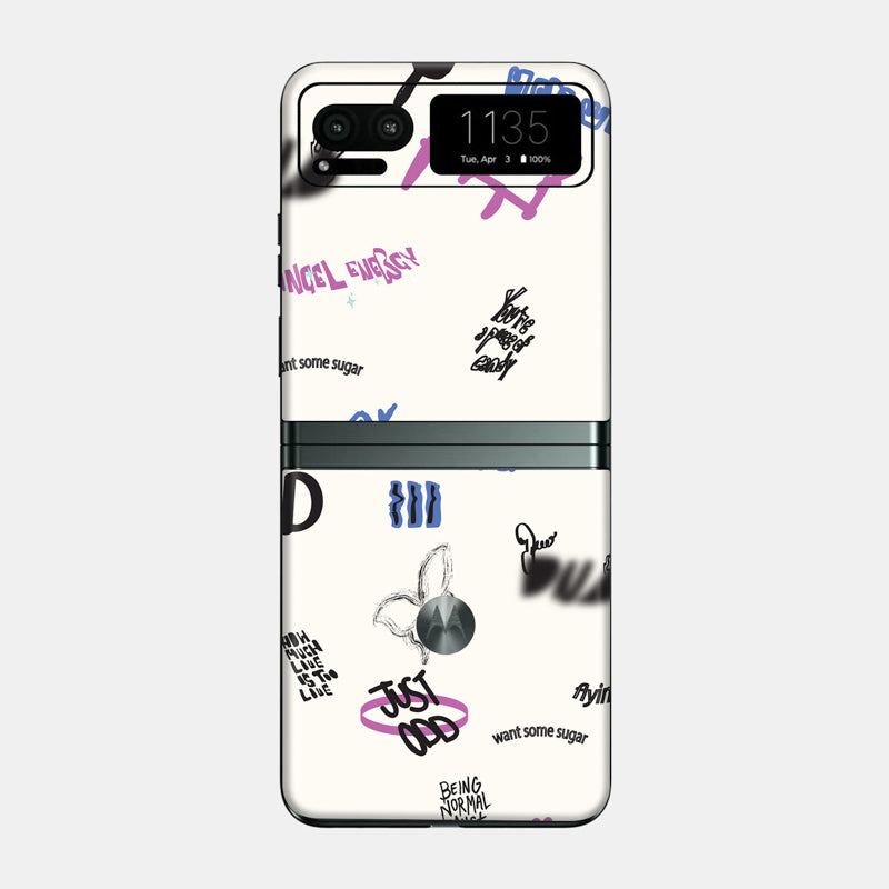 Beige Scribble Glass Back