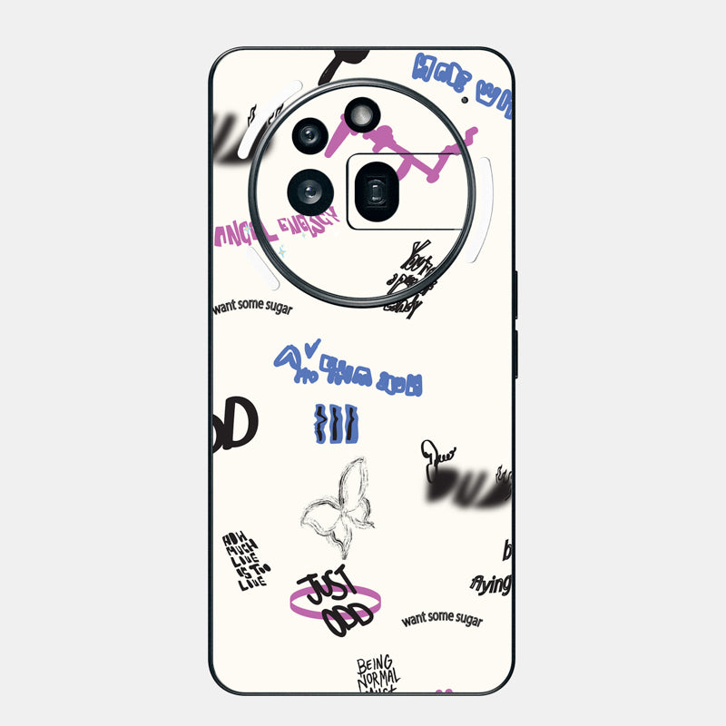 Beige Scribble Glass Back