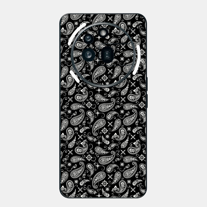 Black Paisley Glass Back