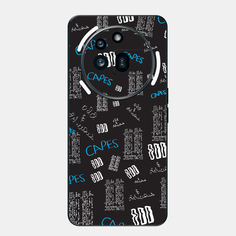 Black Scribble Glass Back