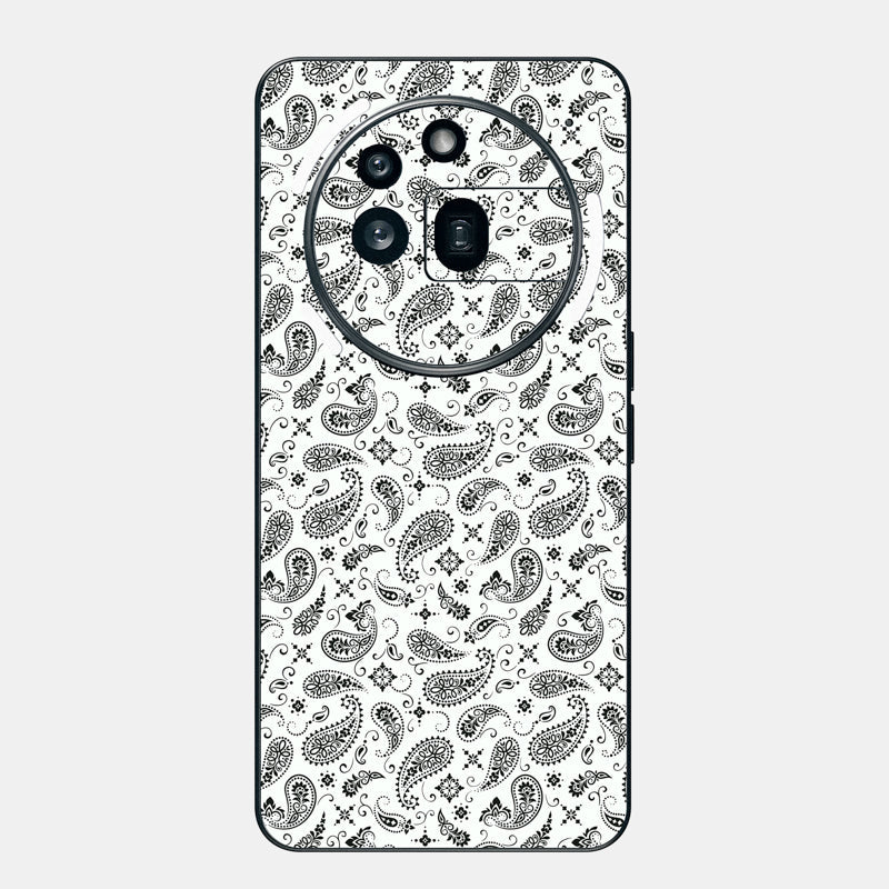 White Paisley Glass Back