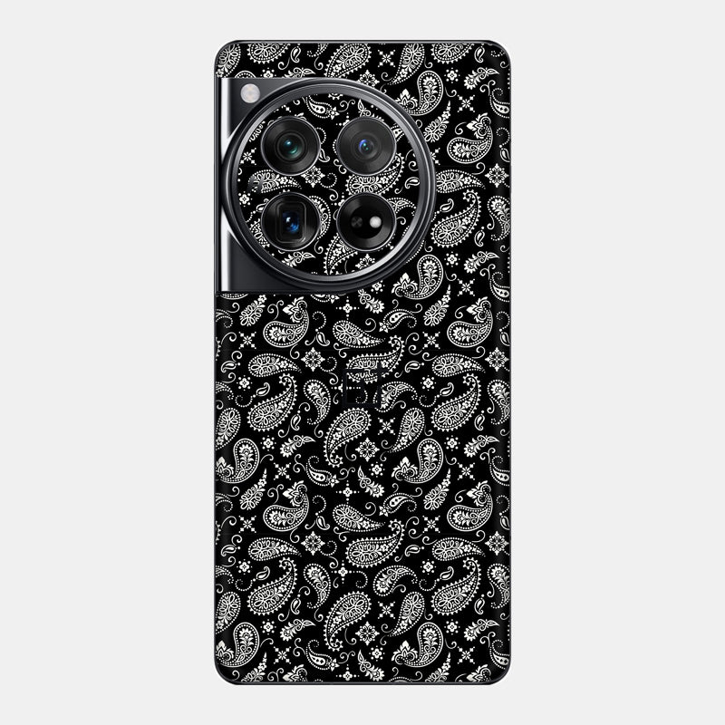 Glass Back Black Paisley