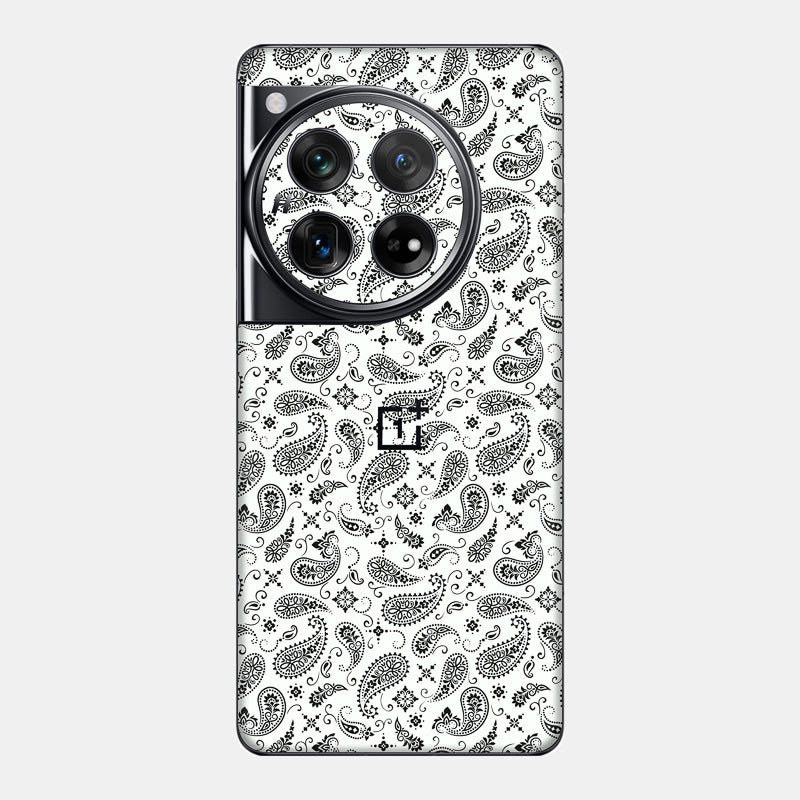 Glass Back White Paisley