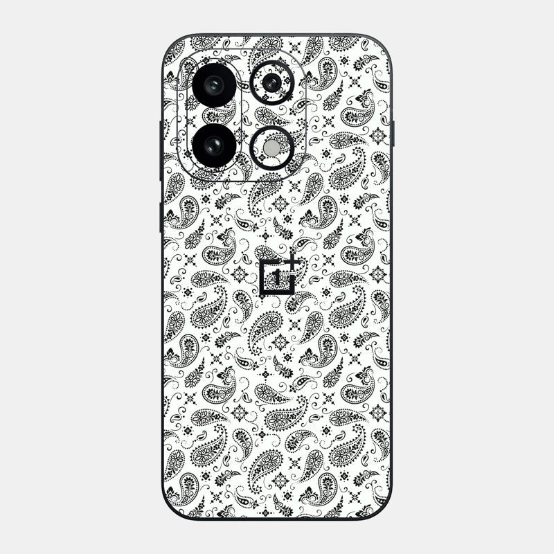 Glass Back White Paisley